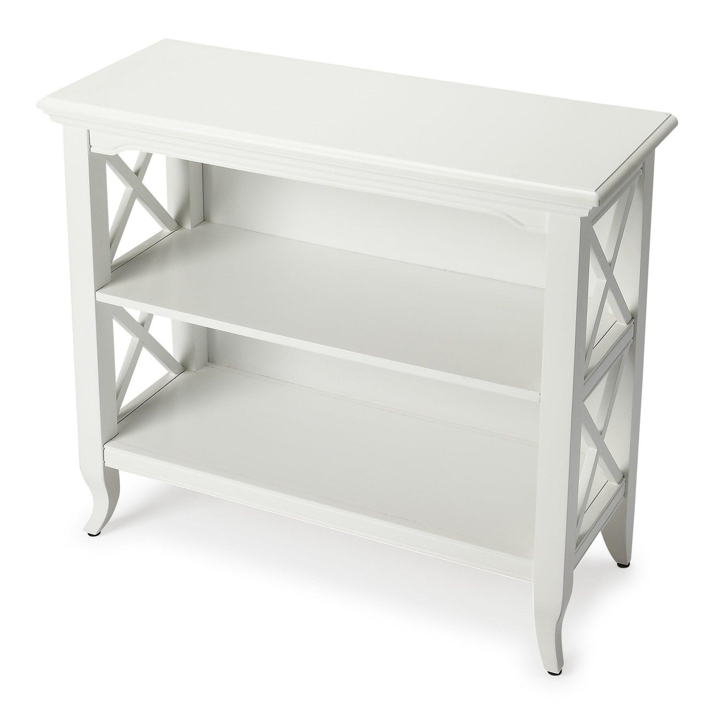 Newport Glossy White Low Bookcase - AFS