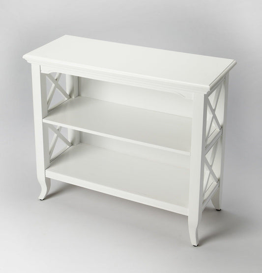 Newport Glossy White Low Bookcase - AFS