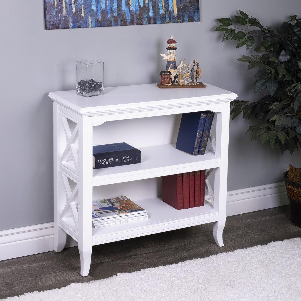 Newport Glossy White Low Bookcase - AFS