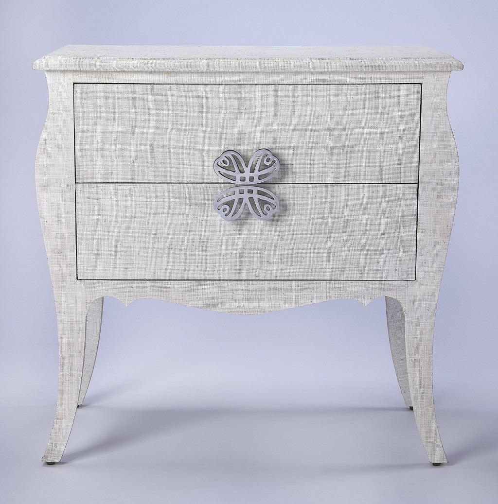 Felicia White Raffia Accent Chest - AFS