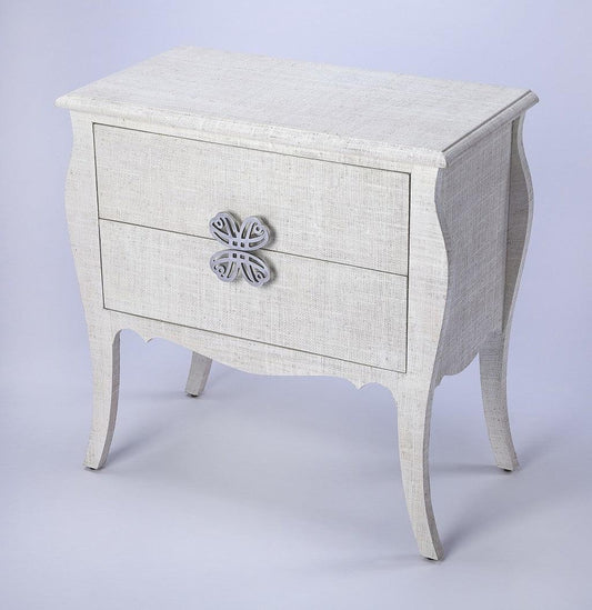 Felicia White Raffia Accent Chest - AFS