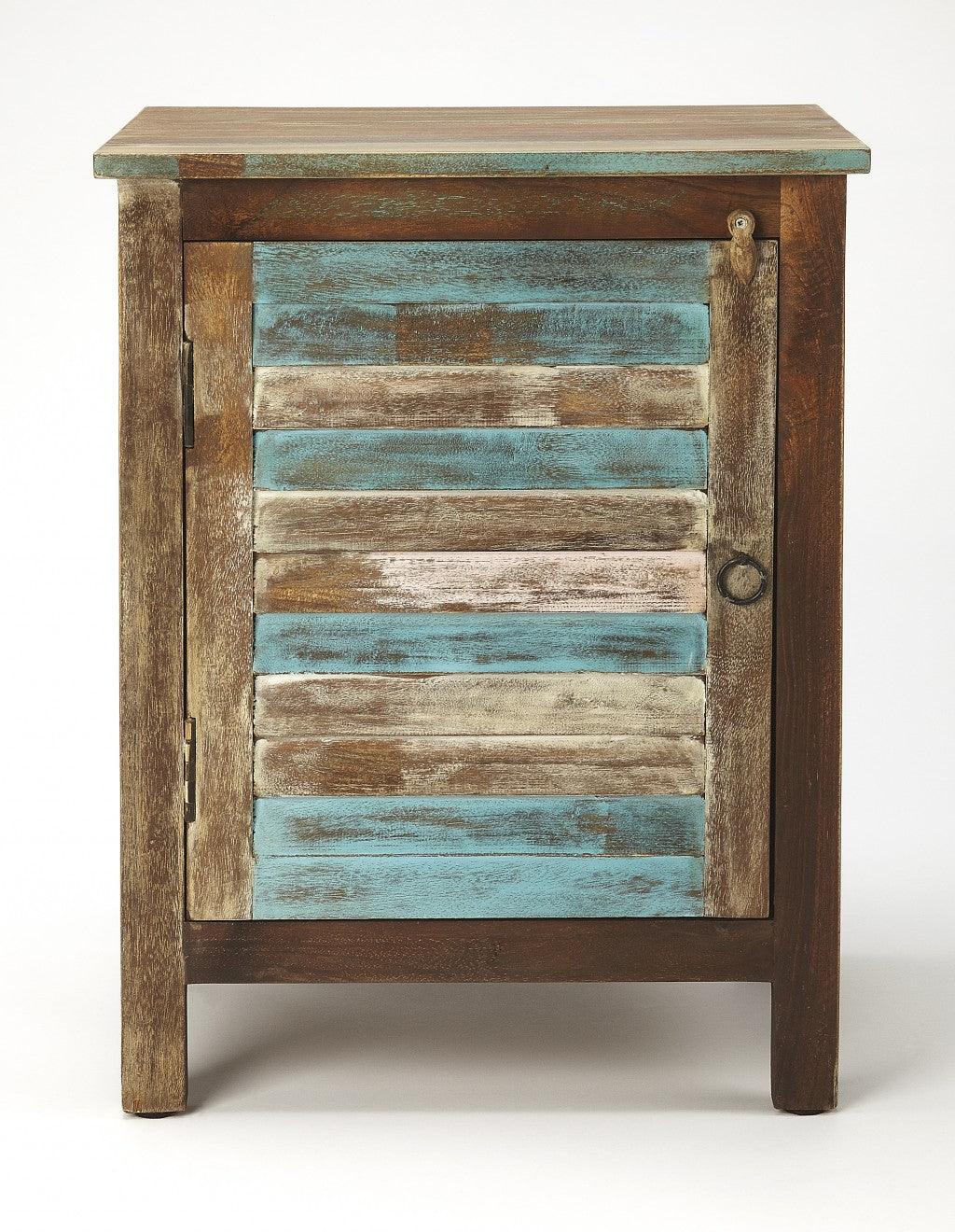 Rustic Shutter Painted Accent Cabinet - AFS