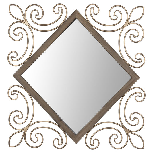 Traditional Diamond Wall Mirror with Metal Detailing - AFS