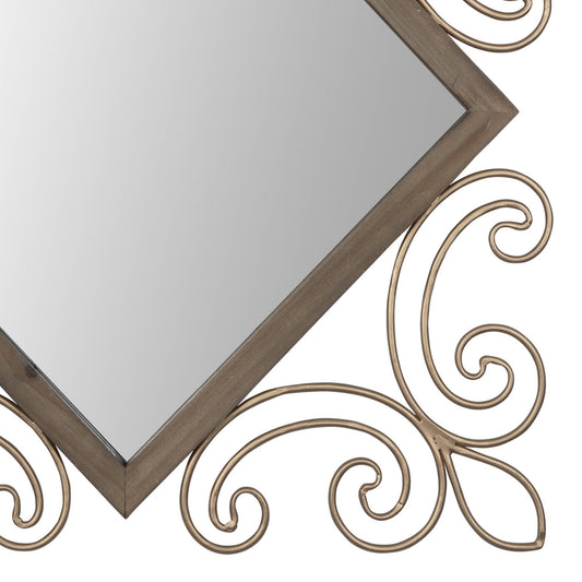 Traditional Diamond Wall Mirror with Metal Detailing - AFS