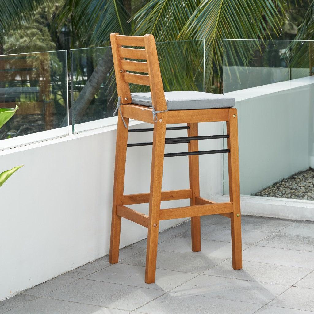 Light Wood Bar Chair with Metal Supports - AFS