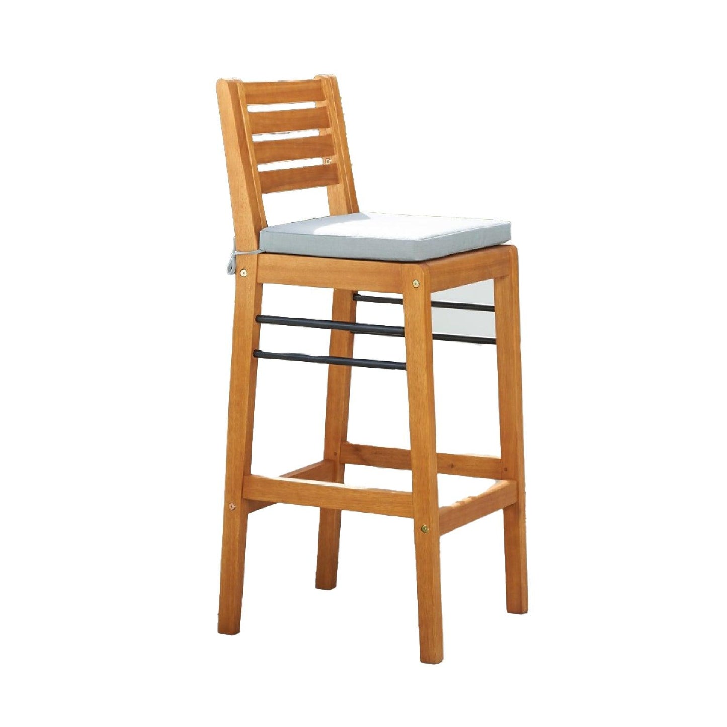 Light Wood Bar Chair with Metal Supports - AFS