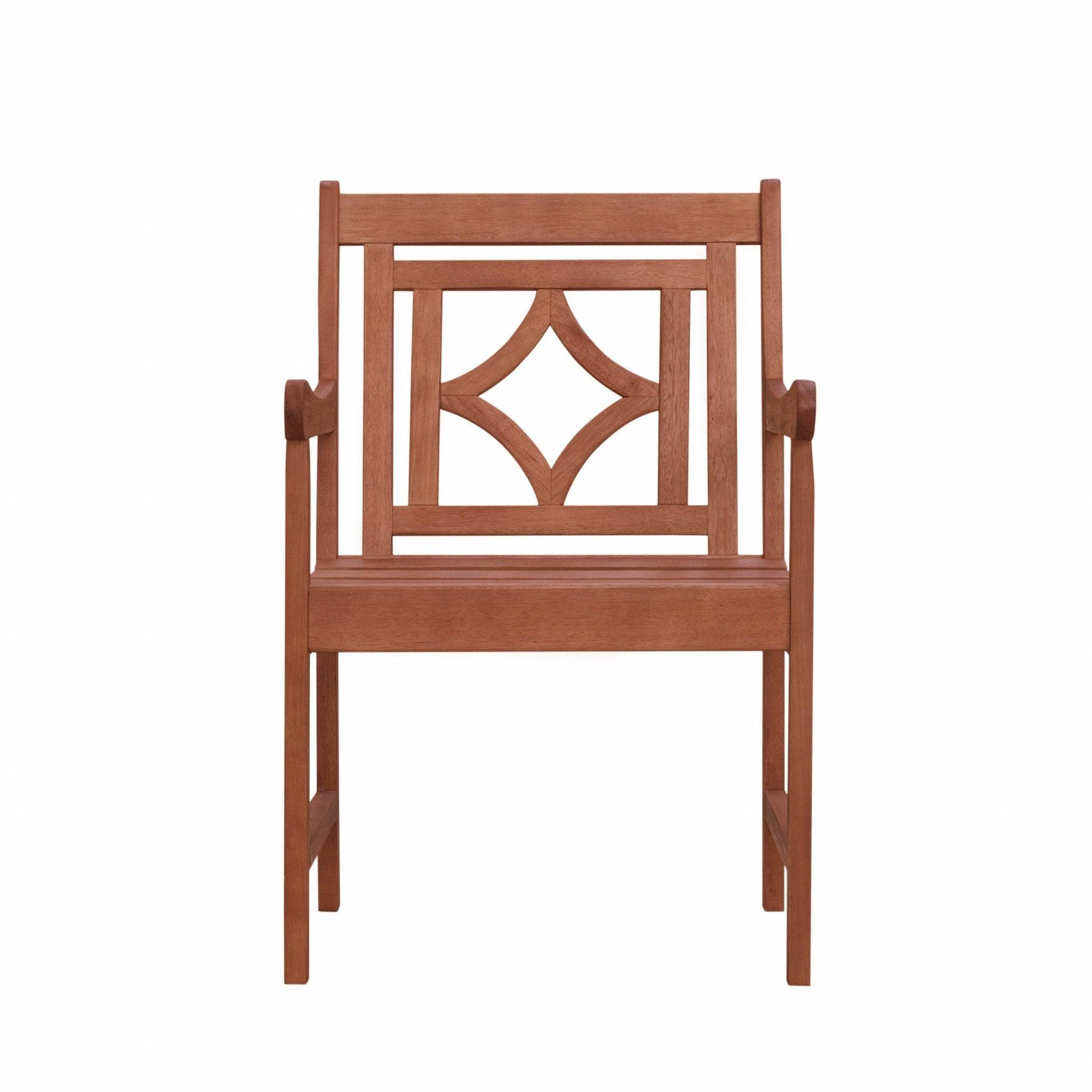 Brown Dining Armchair with Decorative Back - AFS