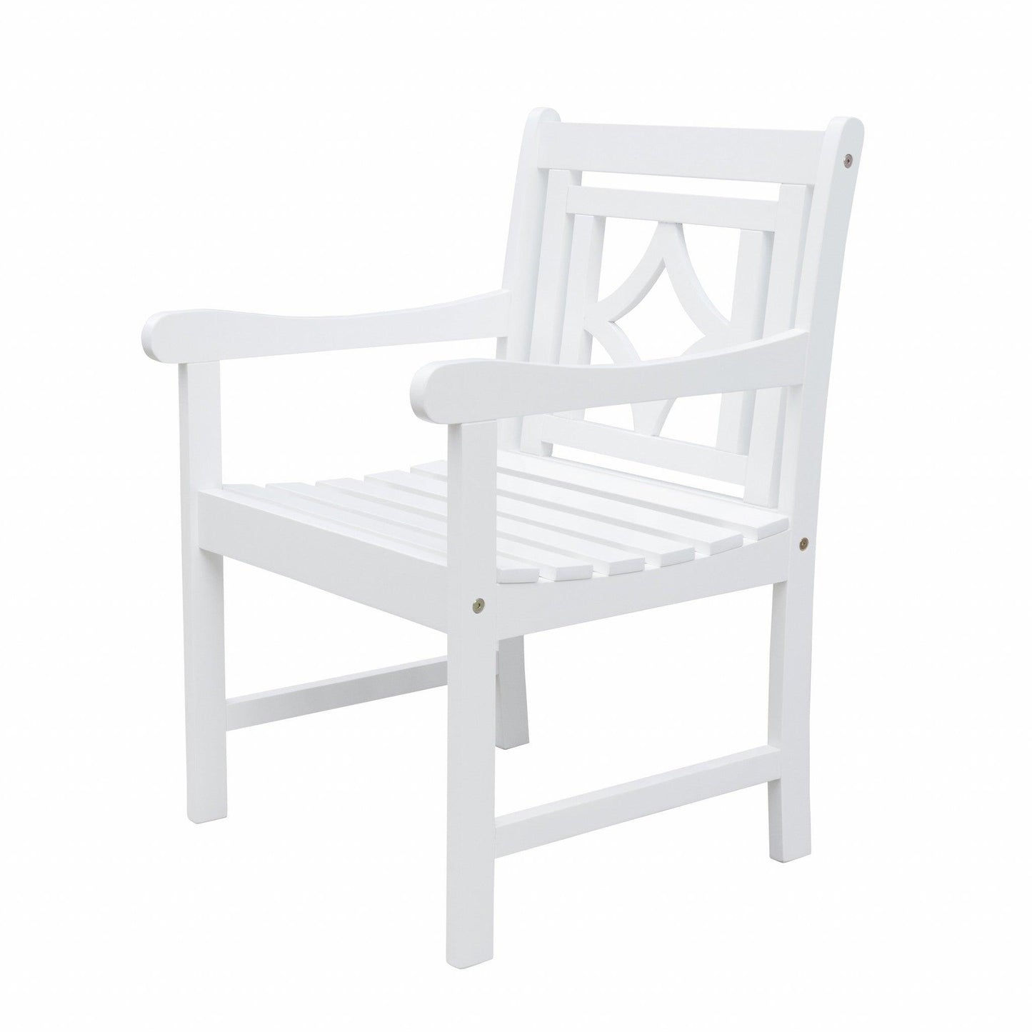 White Dining Armchair with Decorative Back - AFS