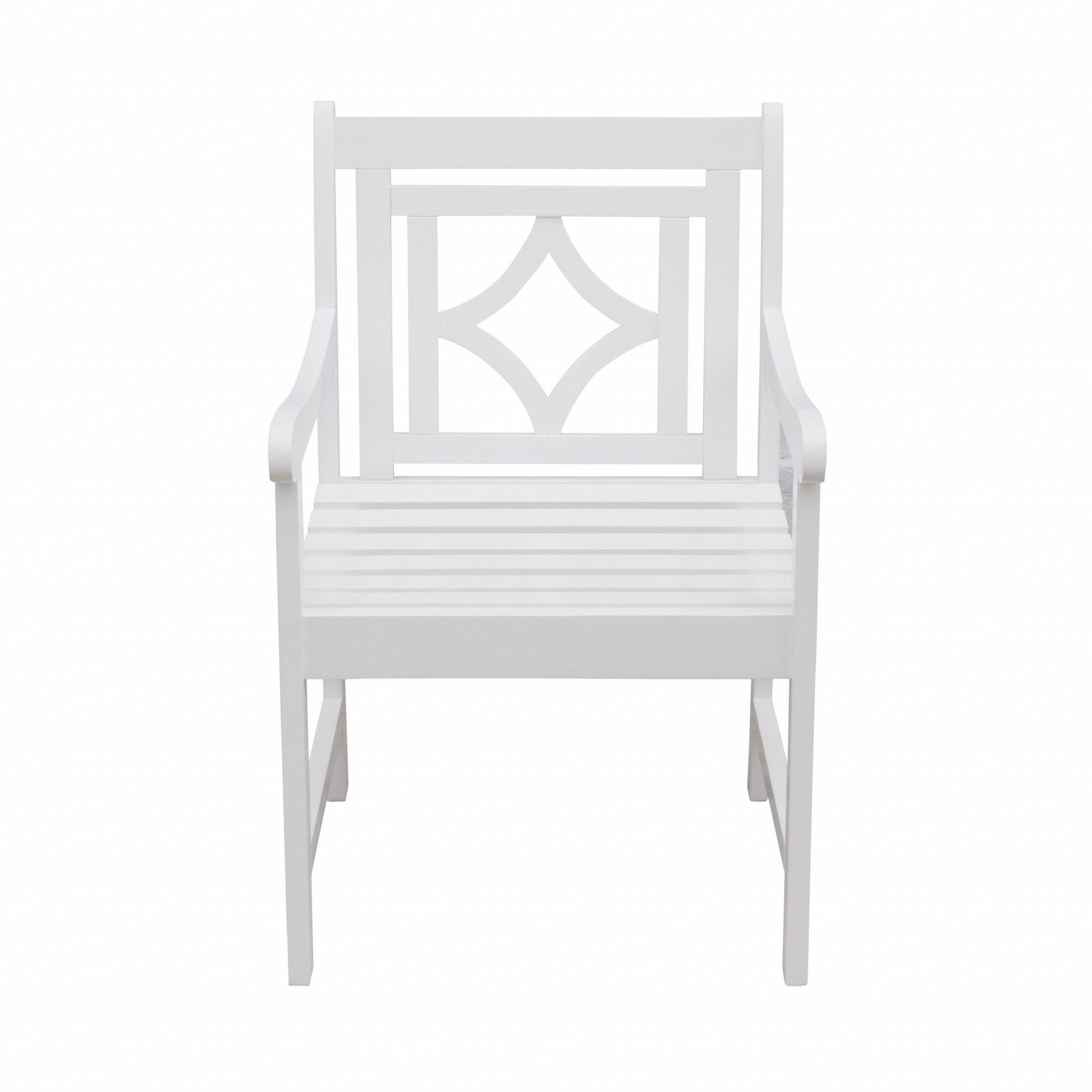 White Dining Armchair with Decorative Back - AFS