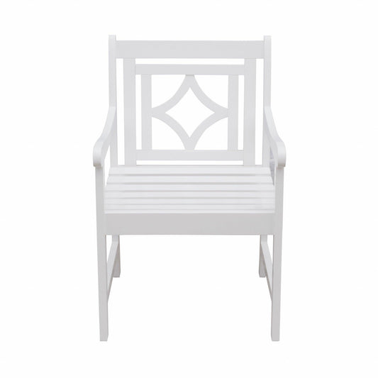 White Dining Armchair with Decorative Back - AFS