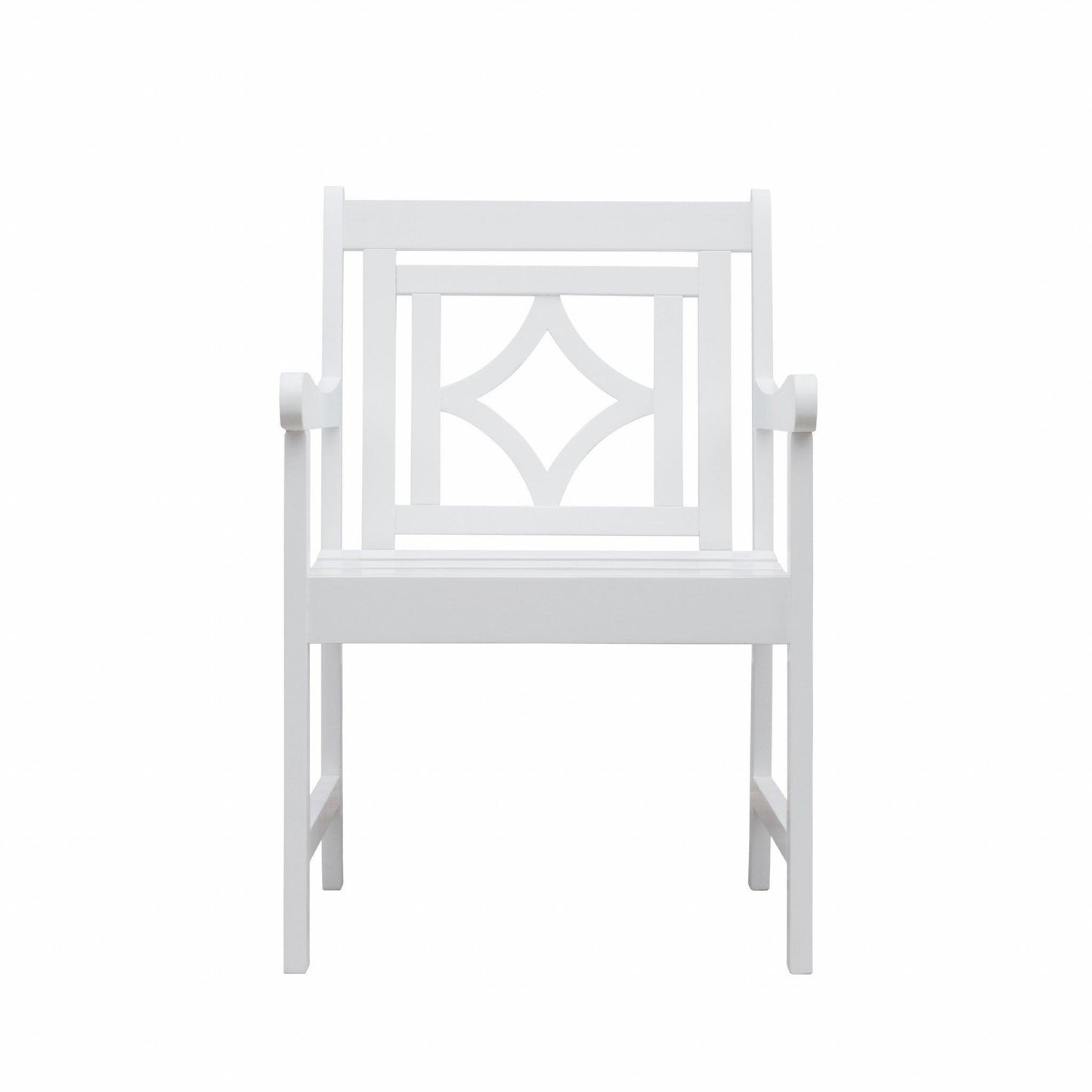 White Dining Armchair with Decorative Back - AFS