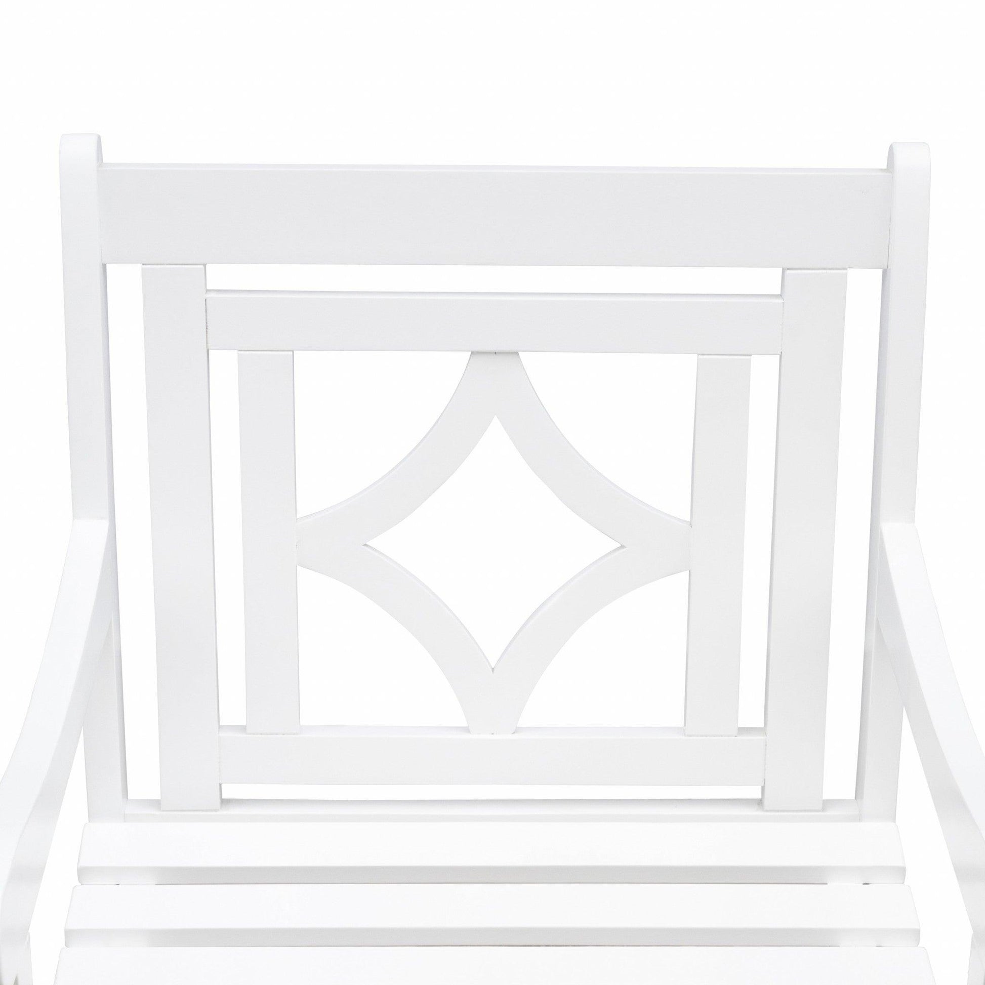 White Dining Armchair with Decorative Back - AFS