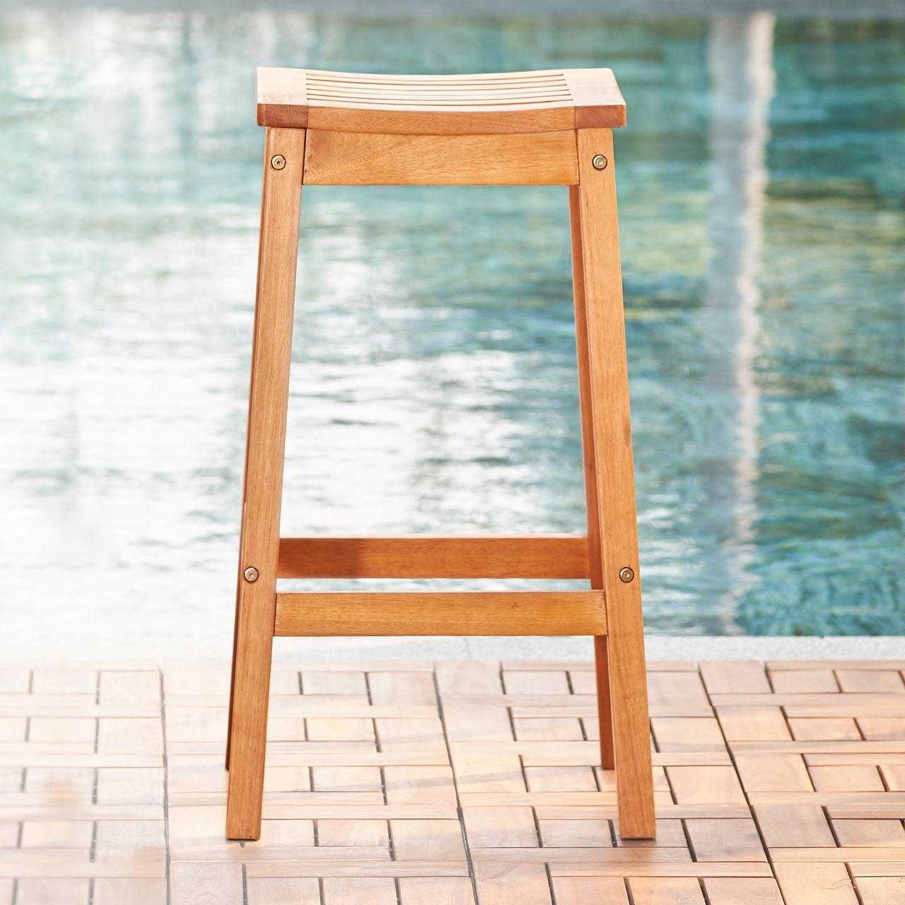 Natural Wood Patio Dining Stool - AFS