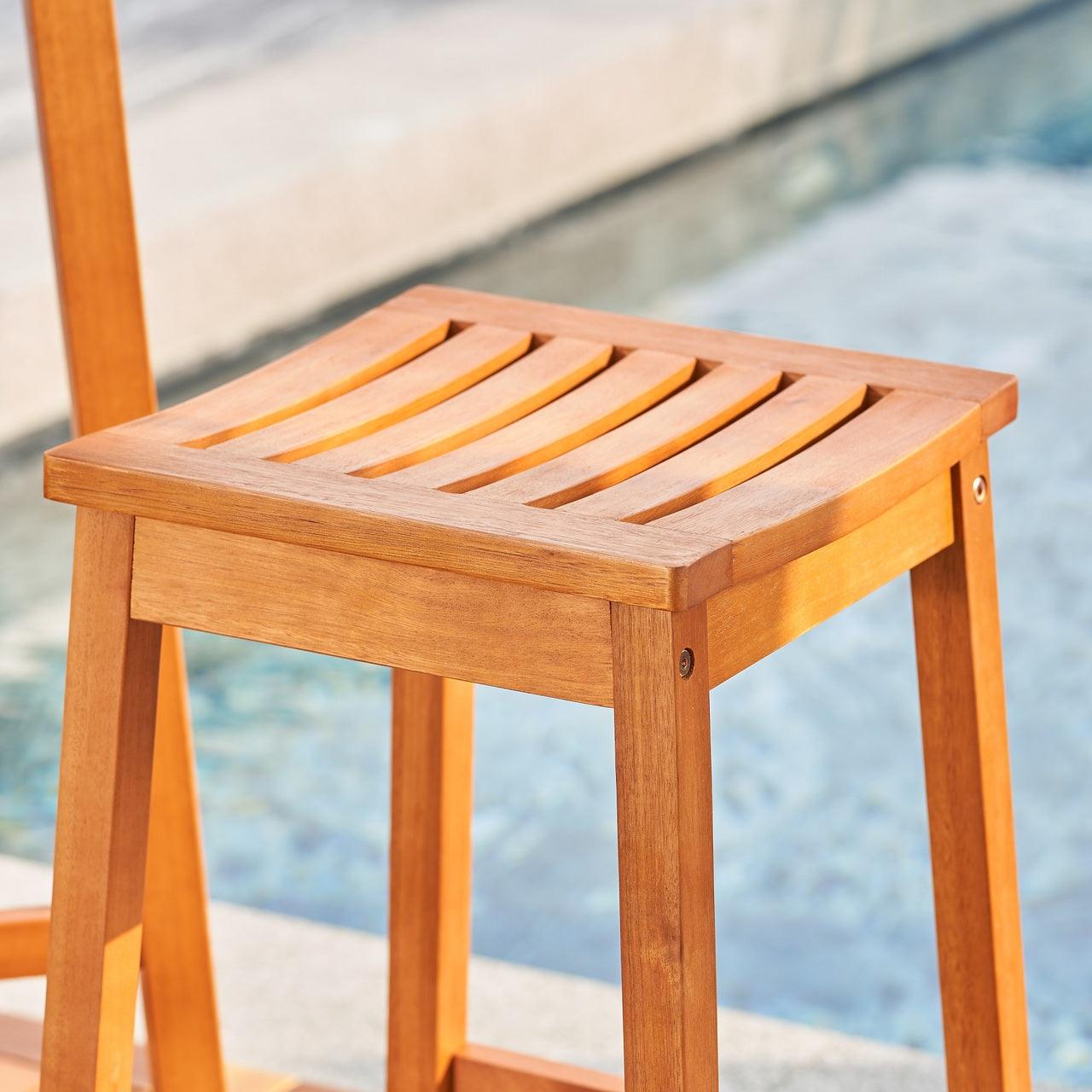 Natural Wood Patio Dining Stool - AFS