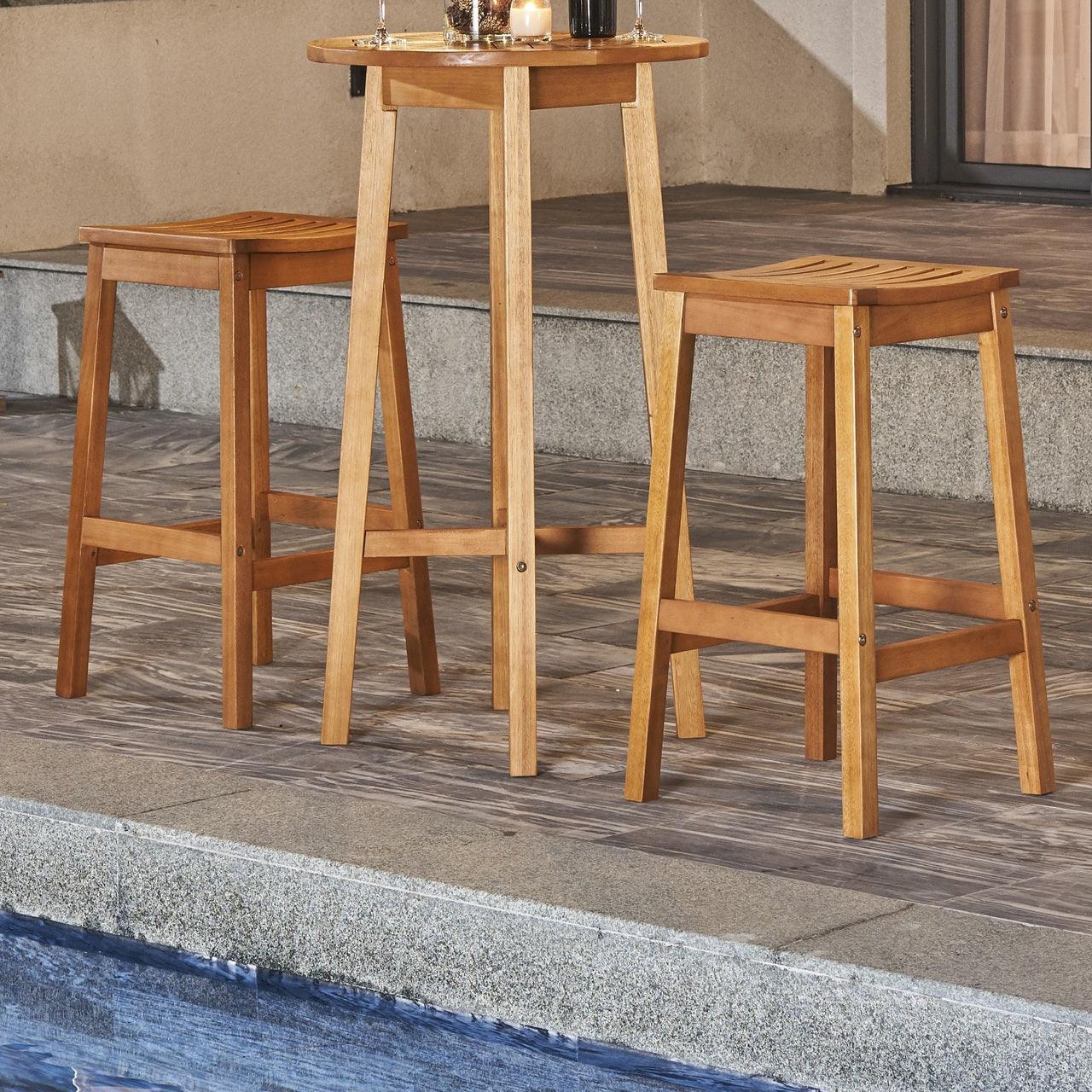 Natural Wood Patio Dining Stool - AFS