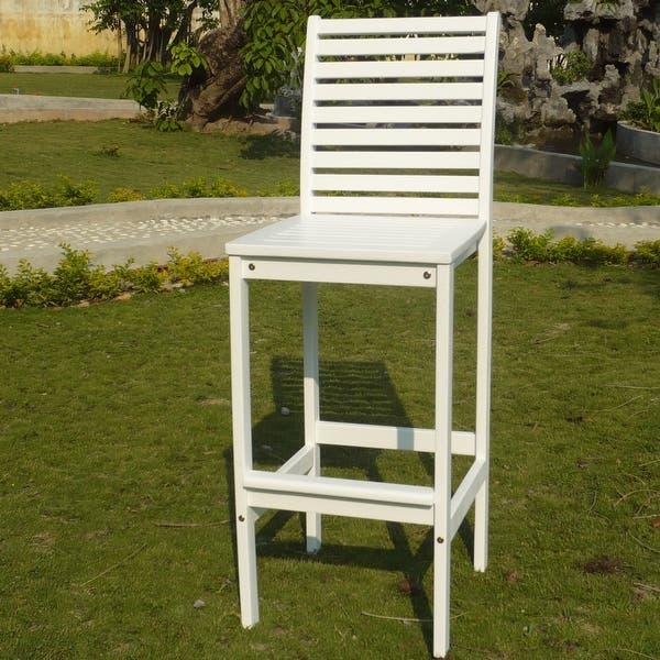 White Bar Chair with Horizontal Slats - AFS