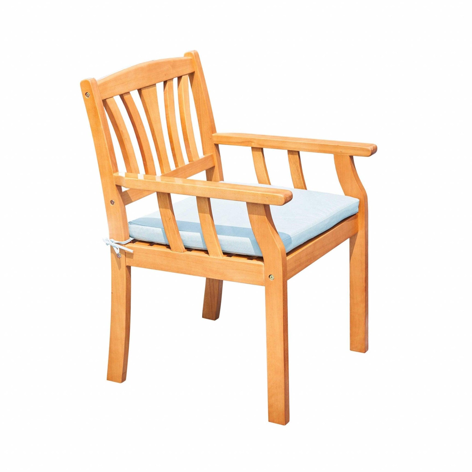 Light Wood Dining Armchair with Vertical Slats - AFS