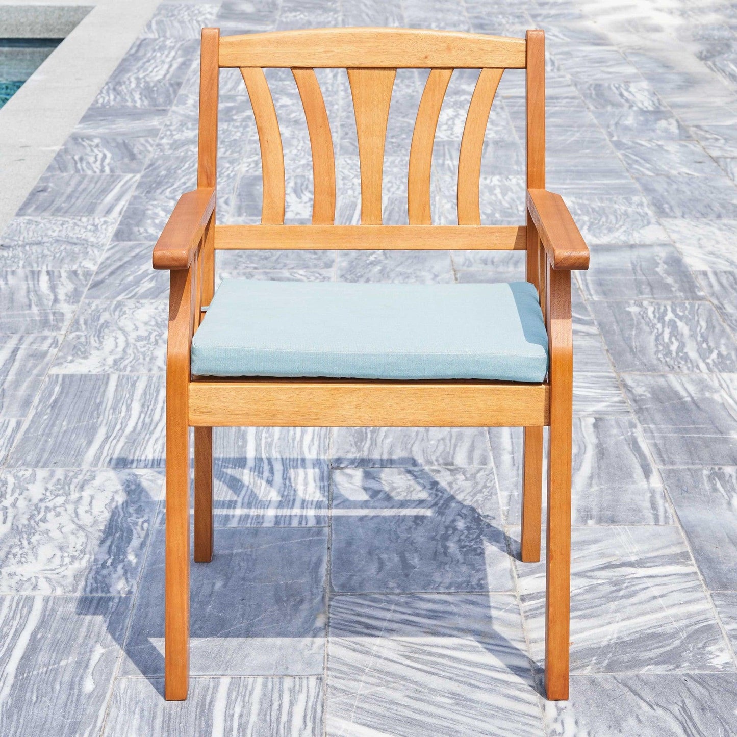 Light Wood Dining Armchair with Vertical Slats - AFS