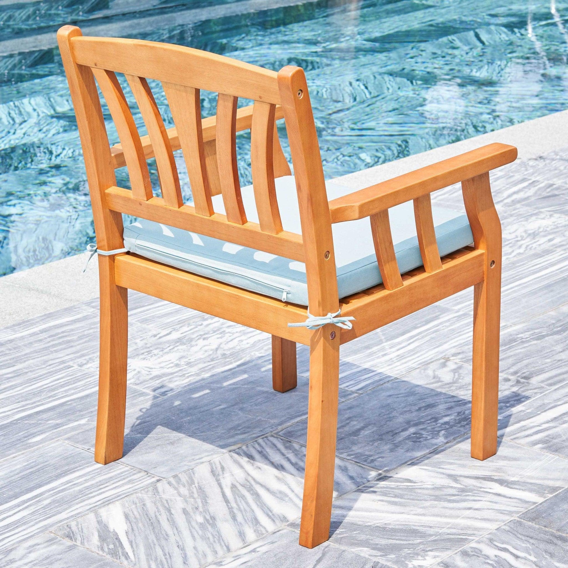 Light Wood Dining Armchair with Vertical Slats - AFS