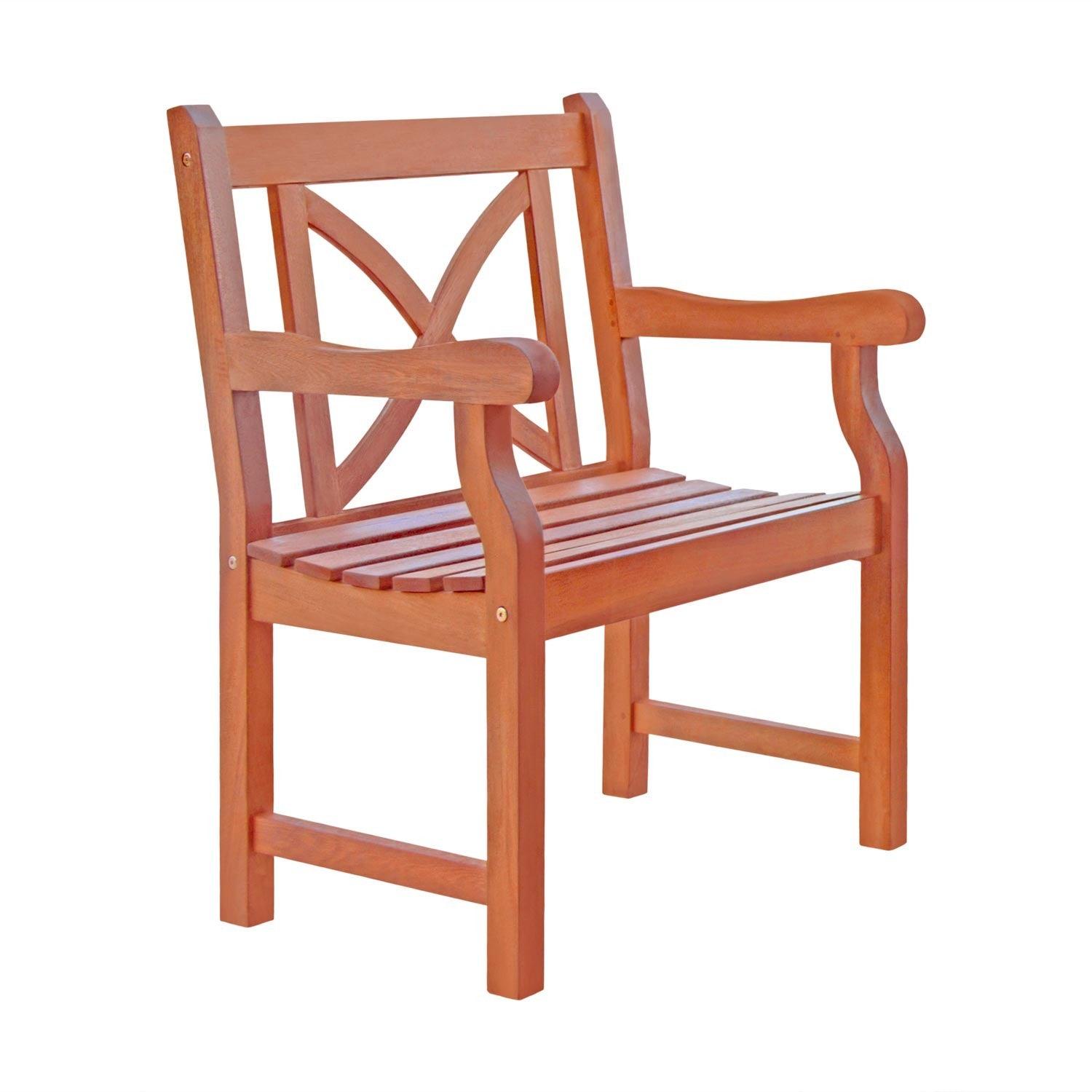 Brown Patio Armchair with Cross Back Design - AFS