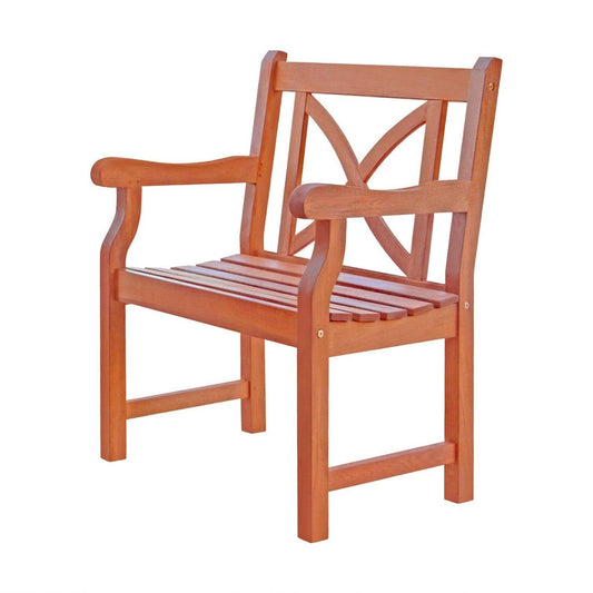 Brown Patio Armchair with Cross Back Design - AFS