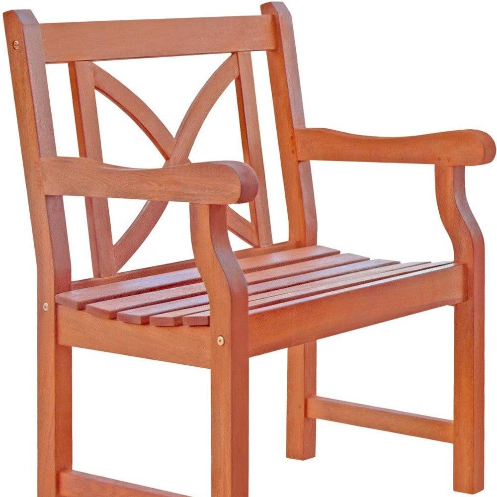 Brown Patio Armchair with Cross Back Design - AFS