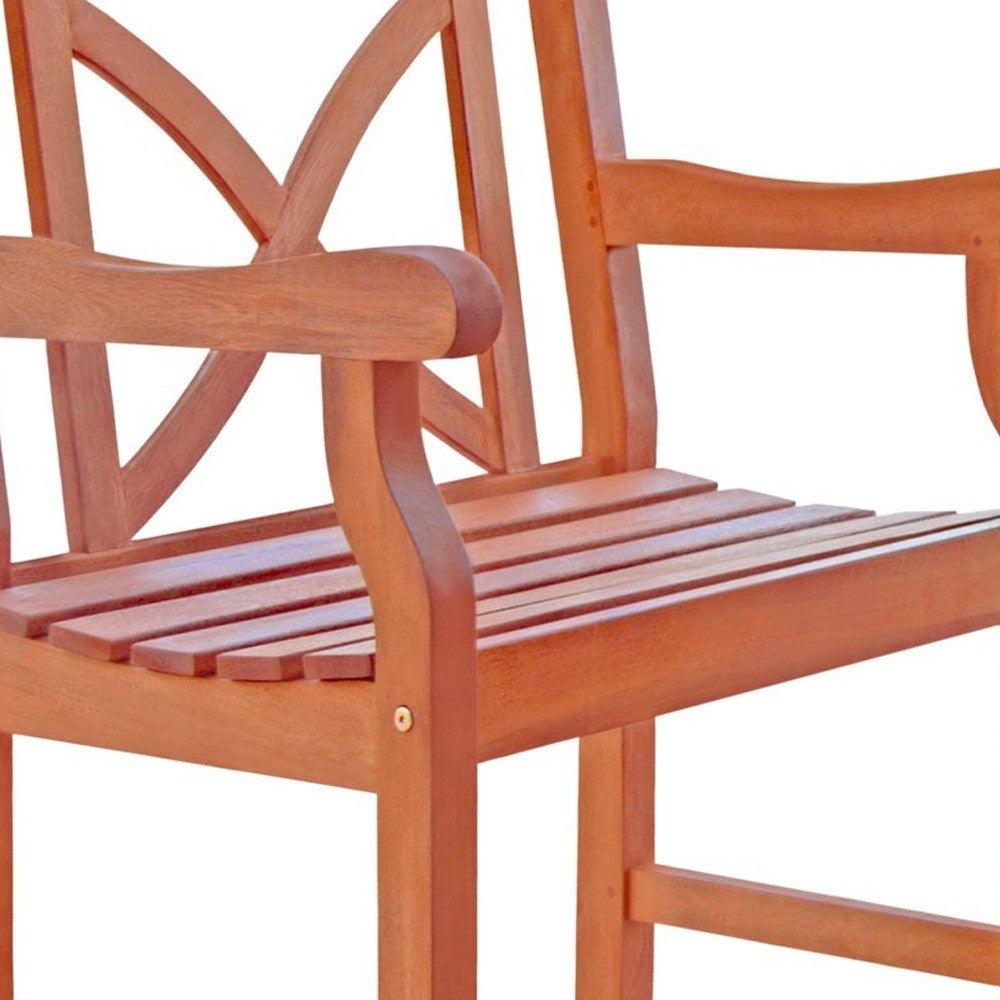 Brown Patio Armchair with Cross Back Design - AFS