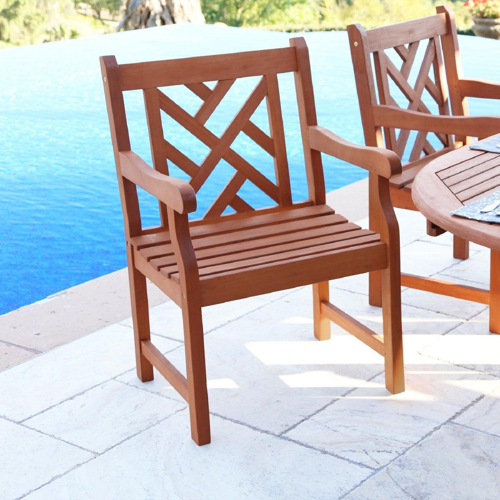 Brown Patio Armchair with Diagonal Design - AFS