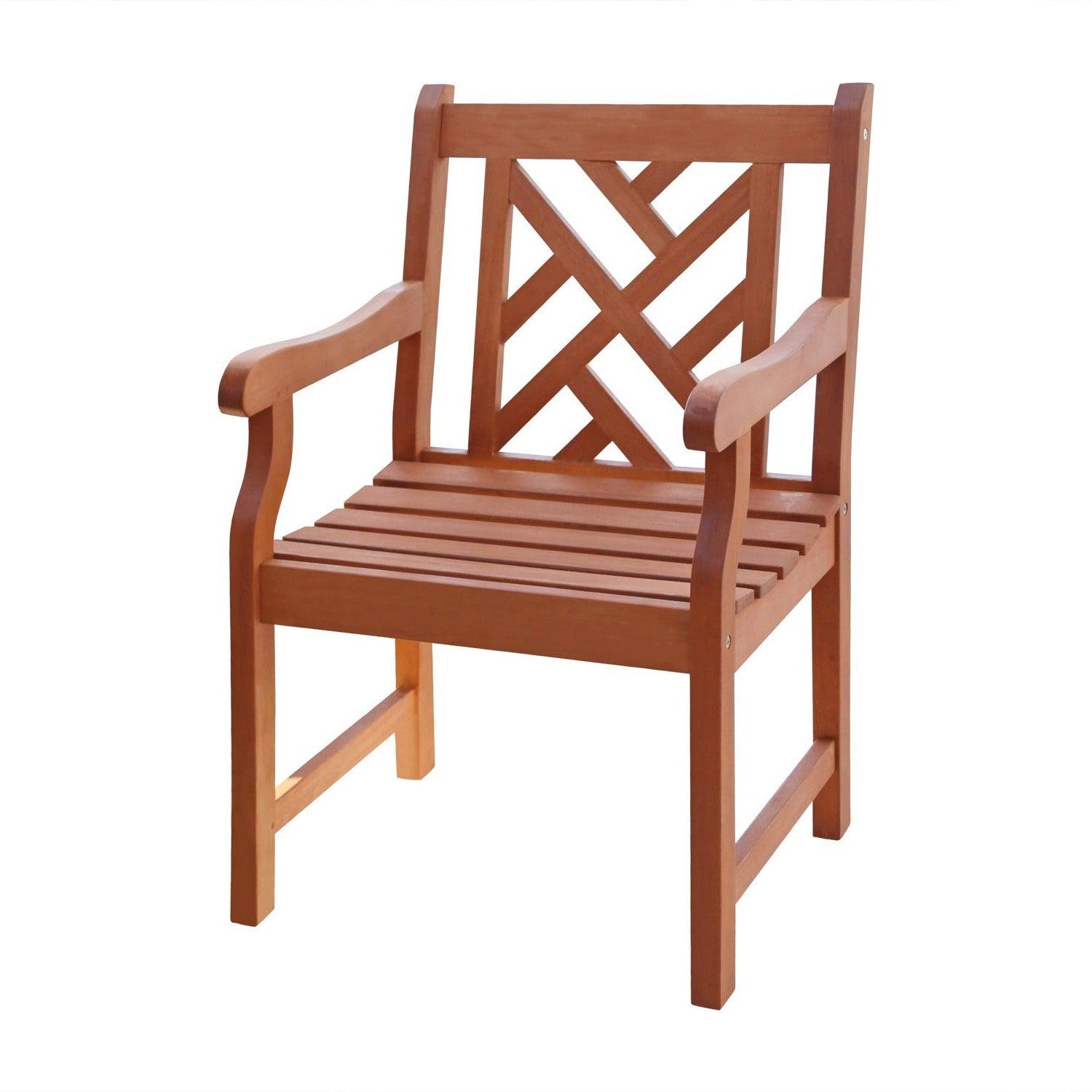 Brown Patio Armchair with Diagonal Design - AFS