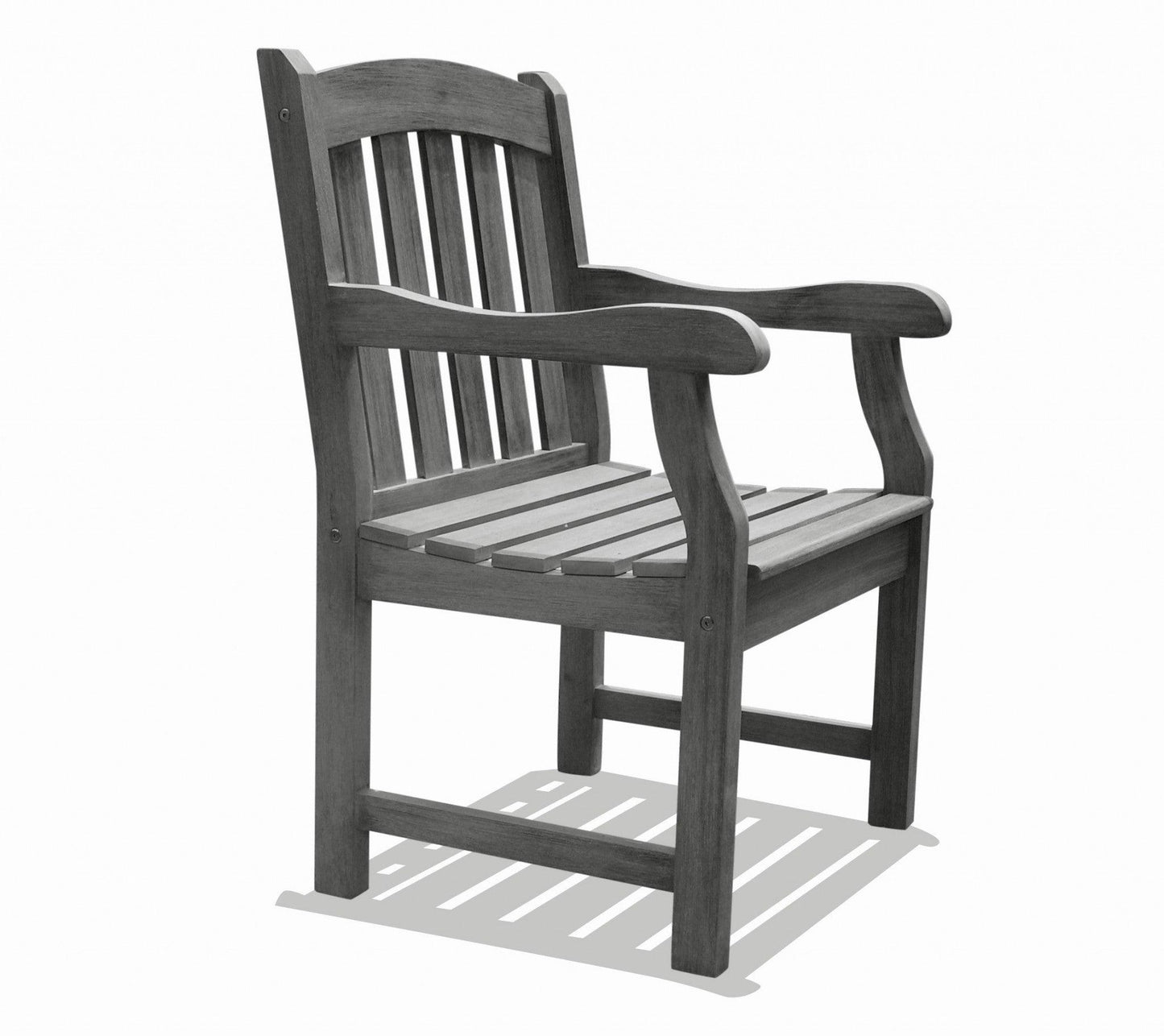 Distressed Patio Armchair with Horizontal Slats - AFS