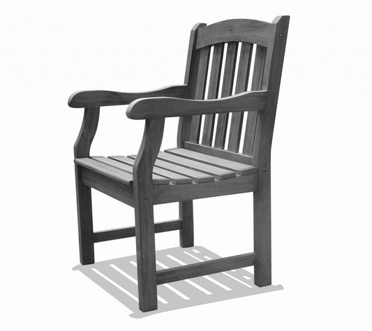 Distressed Patio Armchair with Horizontal Slats - AFS