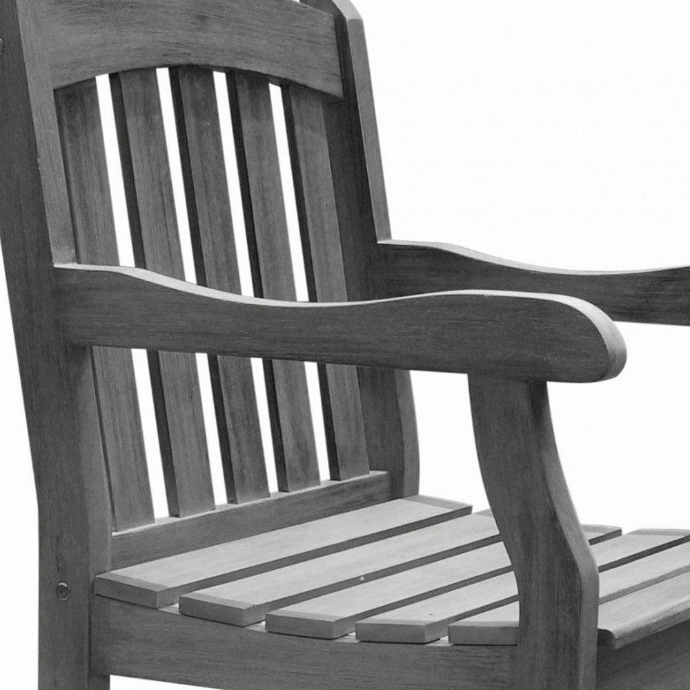 Distressed Patio Armchair with Horizontal Slats - AFS