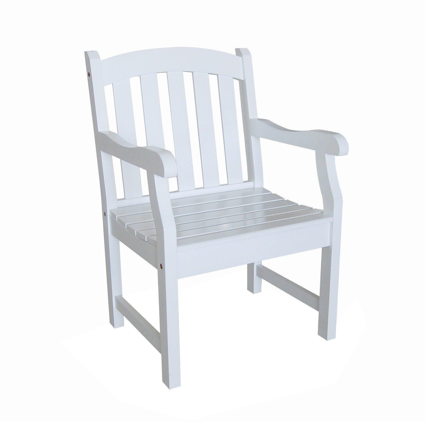 White Patio Armchair with Horizontal Slats - AFS