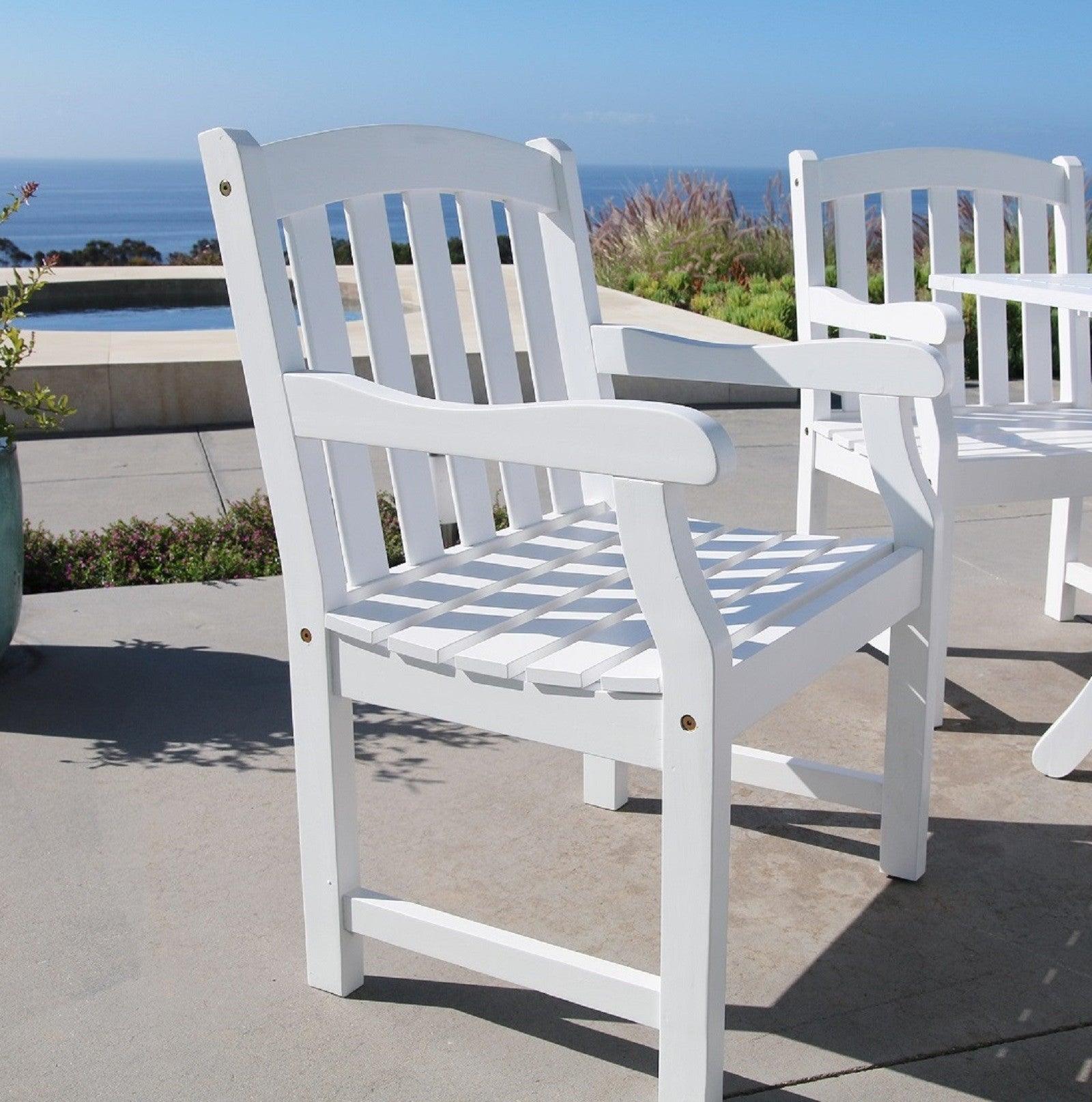 White Patio Armchair with Horizontal Slats - AFS