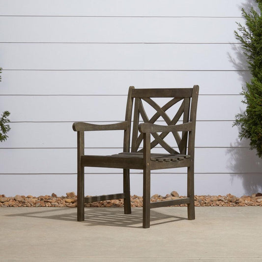 Distressed Patio Armchair with Decorative Back - AFS