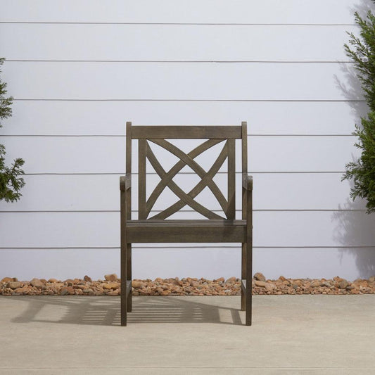 Distressed Patio Armchair with Decorative Back - AFS