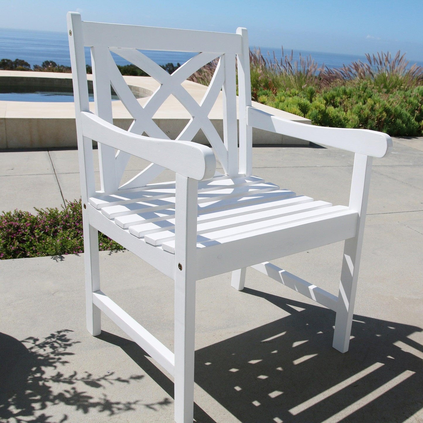 White Patio Armchair with Decorative Back - AFS