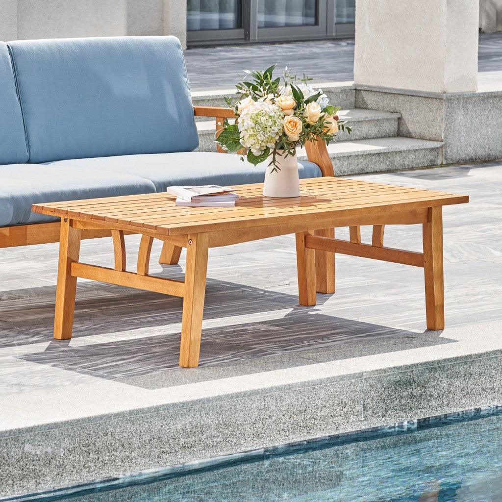 Natural Wood Outdoor Rectangular Coffee Table - AFS