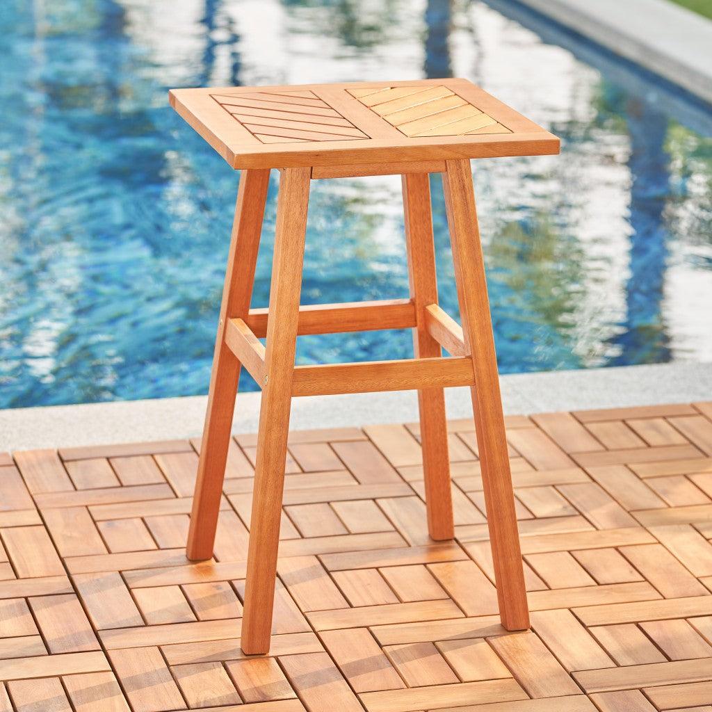 Natural Wood Tall Patio Side Table - AFS