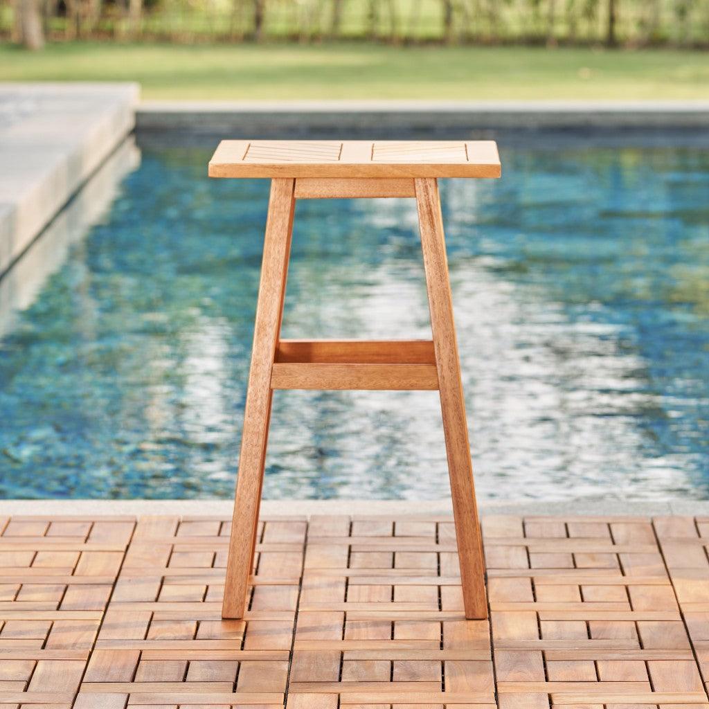 Natural Wood Tall Patio Side Table - AFS