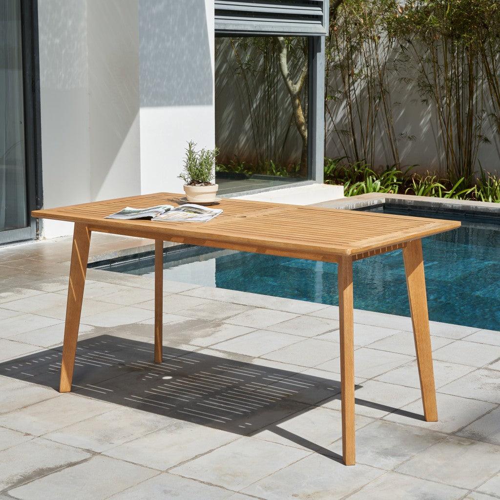 Natural Wood Dining Table with Slatted Top - AFS