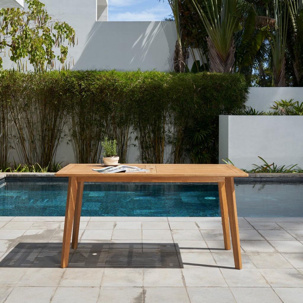 Natural Wood Dining Table with Slatted Top - AFS