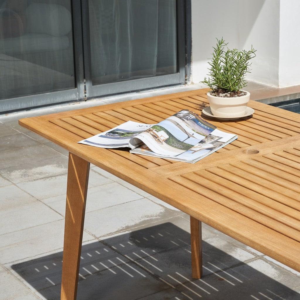 Natural Wood Dining Table with Slatted Top - AFS