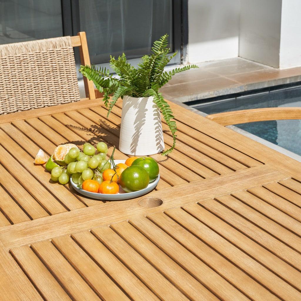 Natural Wood Dining Table with Slatted Top - AFS