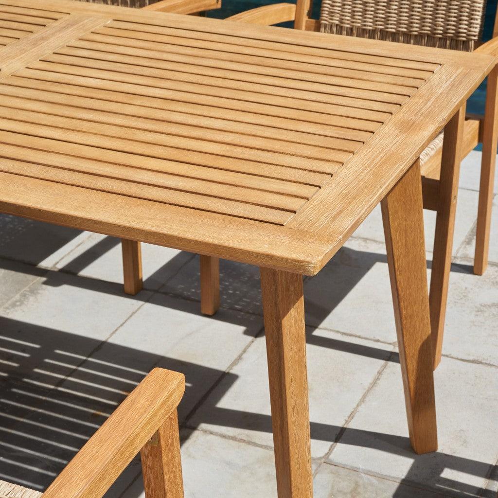 Natural Wood Dining Table with Slatted Top - AFS