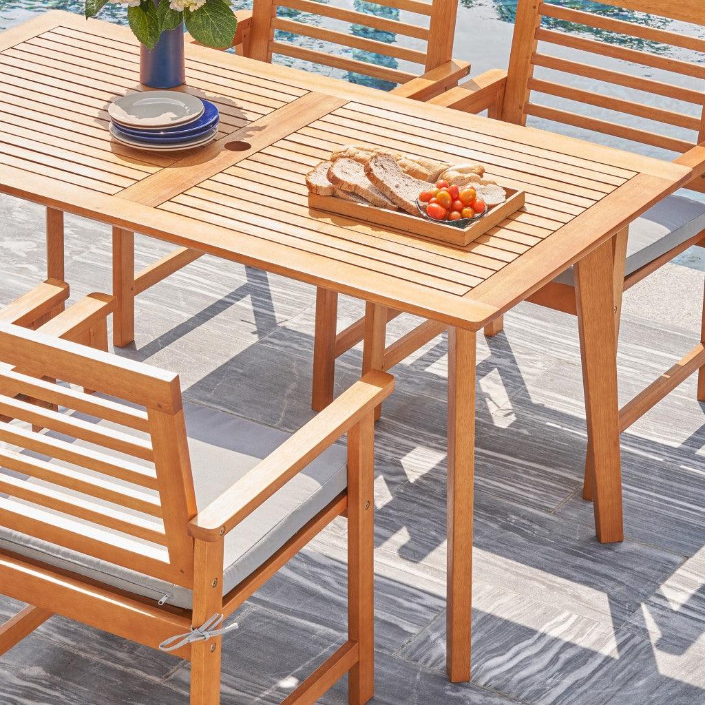 Light Wood Dining Table with Slatted Top - AFS