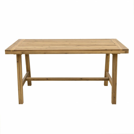 Natural Wood Dining Table with Leg Support - AFS