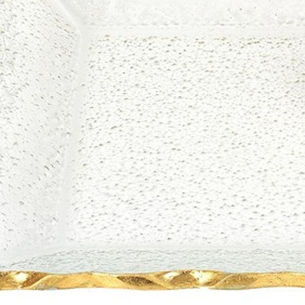 Bubble Glass Scalloped Gold Rim Rectangular Platter or Tray - AFS