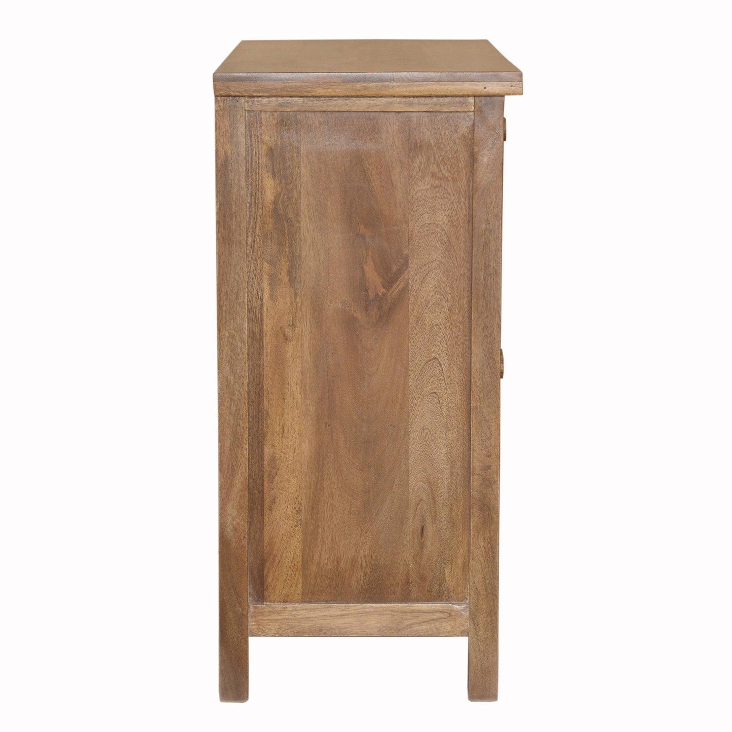 Artisanal Handcarved Natural Wood Accent Storage Cabinet - AFS