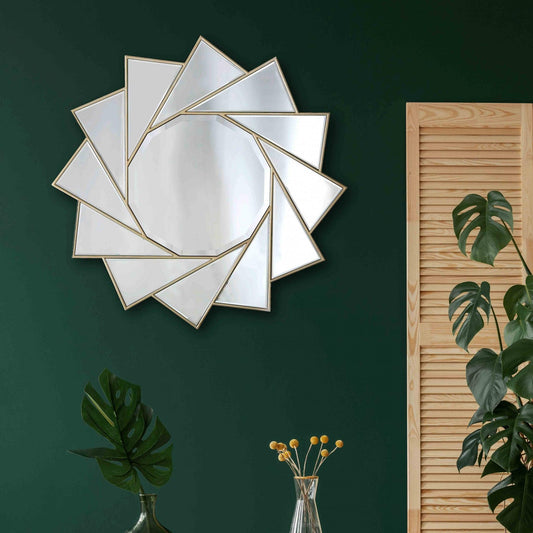 Gold Trimmed Pinwheel Wall Mirror - AFS